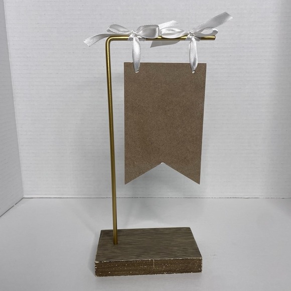 Wedding Reception Pennant Wood/‎ Metal Decoration-Guest Book-Gold & White - Picture 2 of 7